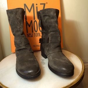 Miz Mooz charcoal mid calf boots, size 8